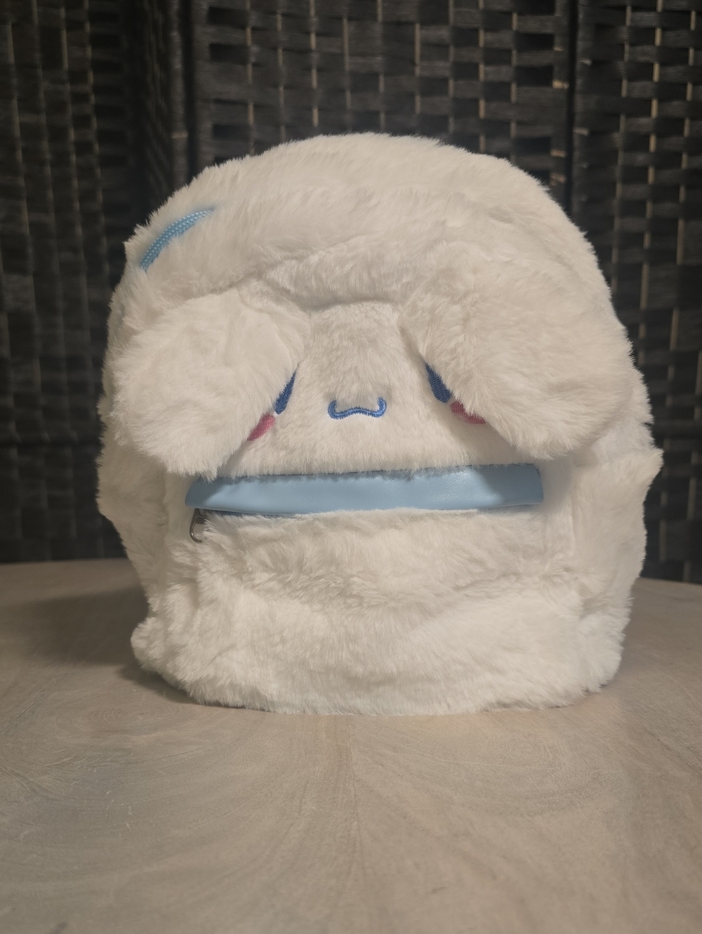 Sanrio Cinnamoroll White Fuzzy Plush Mini Backpack Blue Pocket Kawaii Bag